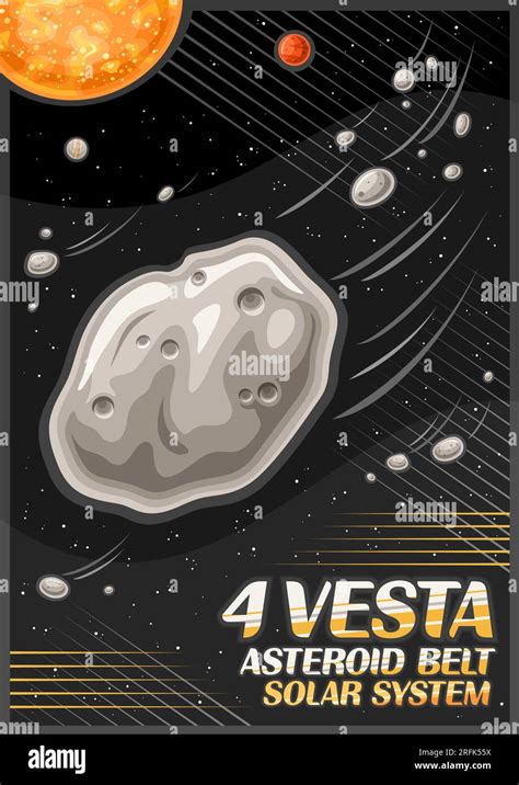 Vector Poster For Asteroid Vesta Vertical Astronomical Flyer With