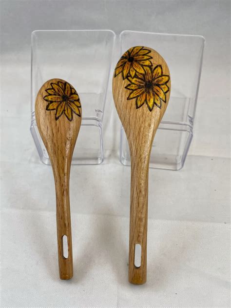 Sunflowers Wood Burned Measuring Spoon Set Shop Iowa