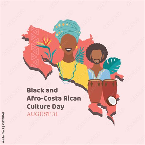 Vectors Editable Banner For The Black And Afro Costa Rican Culture Day August 31 National