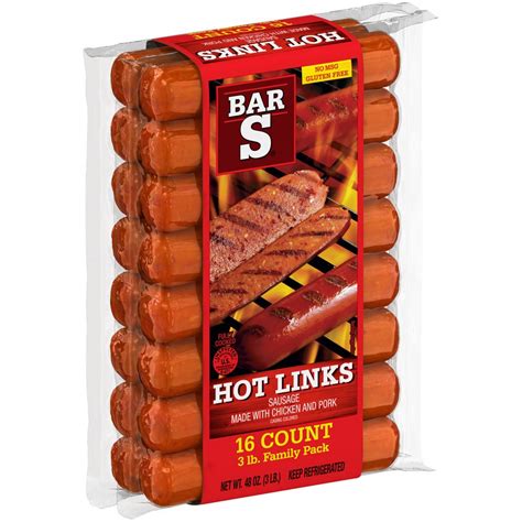 Bar S Hot Links 16 Ct Pack 3 Lb Shipt