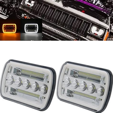 Pces W X Quadrado Led Farol Alto Baixo Feixe Drl Turn Signal