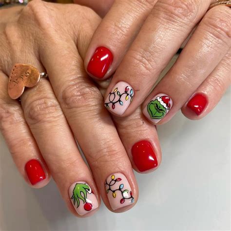 Christmas Fake Nails Short Square Petite Press On Nails Winter Xmas