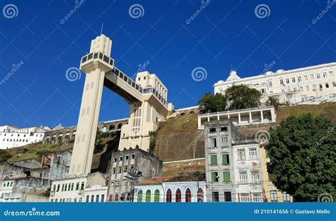 View Of The Elevator Lacerda Postcard From Salvador Bahia Brazil Stock