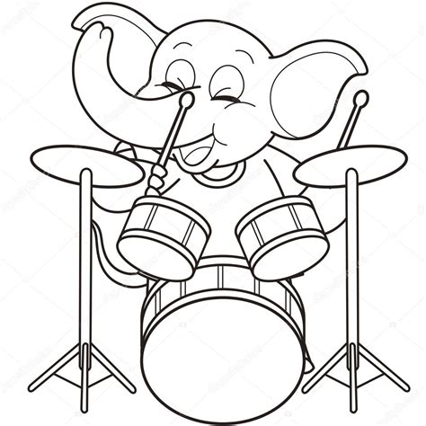 Desenho Elefante Tocar Bateria Vetor De Stock Kchungtw 22779924