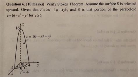 Solved Question 6 [10 Marks] Verify Stokes Theorem Assume