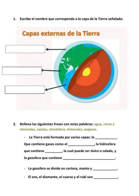 Ficha De Capas De La Tierra Para Cuarto Artofit