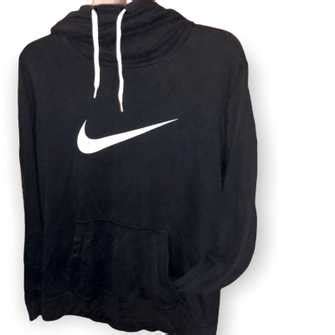 Nike Vintage NIKE Hoodie Big Check Center Swoosh L Black Sweatshi | Grailed