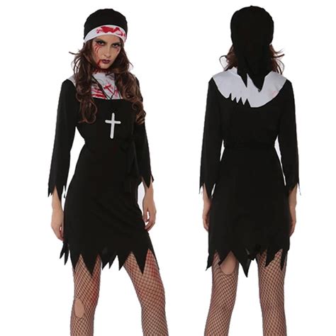 Mujeres De Halloween Horror Vampire Zombie Scary Costume Monja Corto