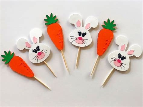 Easter Cupcake Toppers Spring Bunny Toppers Carrot Toppers Rabbit