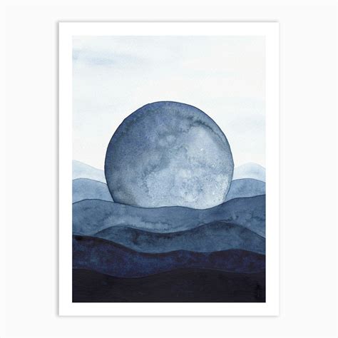 Blue Moon Landscape Art Print by Kris Kivu - Fy