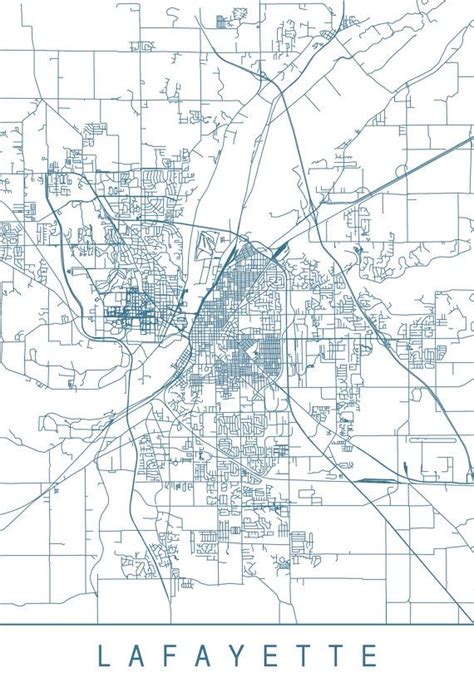 Lafayette Map High Quality Giclee Print Minimalist Lafayette Art Print