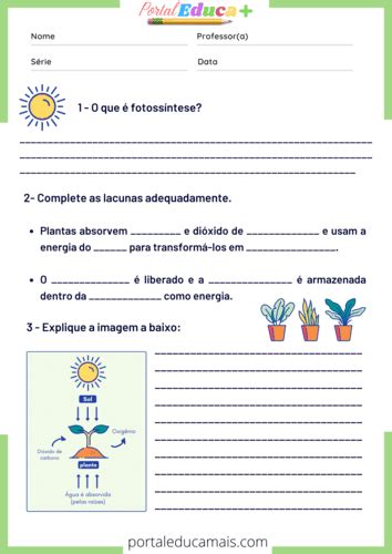 Atividade Sobre Fotossíntese 4 Ano - Fotossíntese - Portal Educa Mais