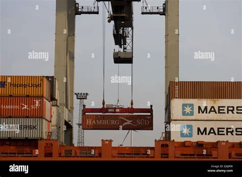 Container Ship Container Terminal Burchardkai Hamburg Germany