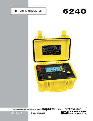 Fillable Online AEMC Instruments AEMC 6240 10A Micro Ohmmeter Manual