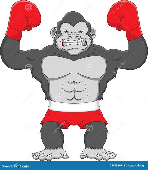 Gorilla Boxer Boxing Stance Circle Cartoon Royalty Free Stock Photo