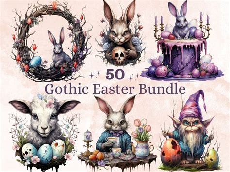 50 PNG Watercolor Gothic Easter Clipart Creepy Easter Egg