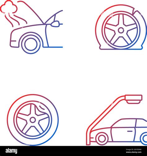 Vehicle Damage In Car Accident Cases Gradient Linear Vector Icons Set