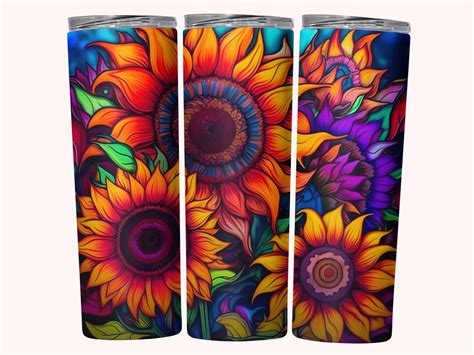 Alcohol Ink Sunflowers Tumbler Wrap 20oz Skinny Tumbler Sublimation