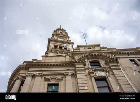 Auckland Town Hall Building And Clock Tower In Aotea Square Queen