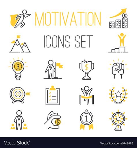 Motivations Icons Set Royalty Free Vector Image