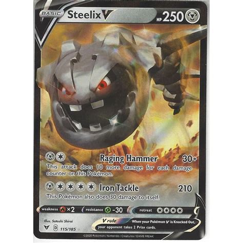 Pokemon Trading Card Game 115 185 Steelix V Rare Holo V Card SWSH