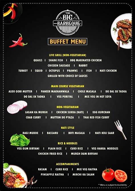 Menu Of The Big Barbeque Marathahalli Bangalore Dineout