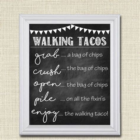 Walking Tacos Sign Walking Taco Bar DIY Taco Bar Make Your Own Tacos