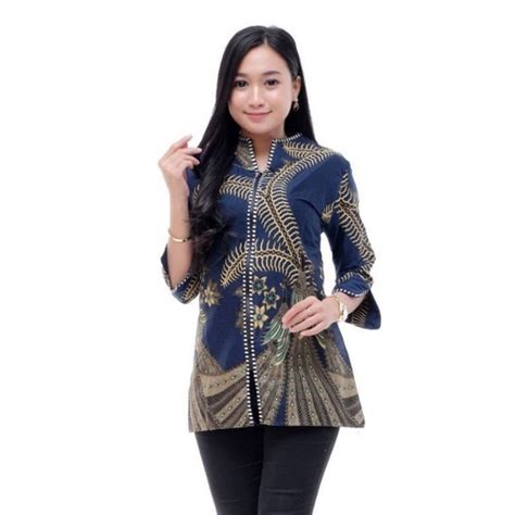 Jual Sarimbit Batik Merak Serit Biru Original Hilmi Super Seragam Kerja