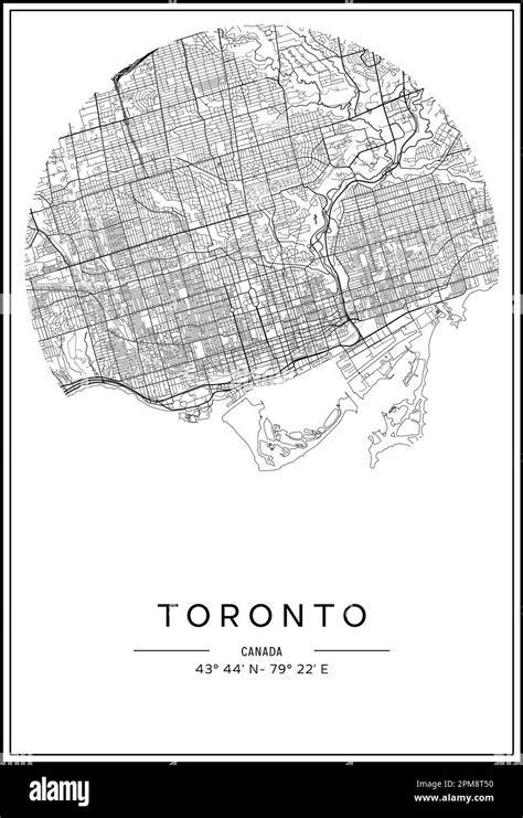 Black And White Printable Toronto City Map Poster Design Vector