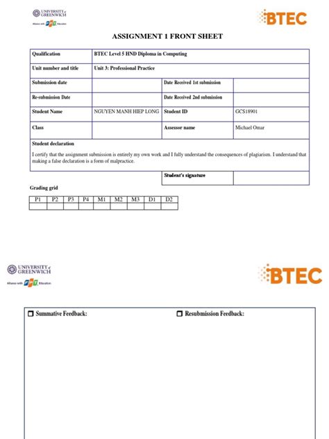 Rqf Update Assignment Front Sheet 2020 Pp Pdf Critical Thinking