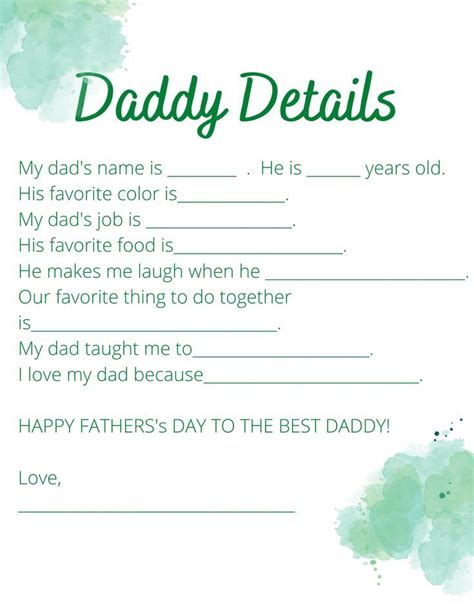 Simple Fun Fill In The Blank Fathers Day Card This Instant Printable