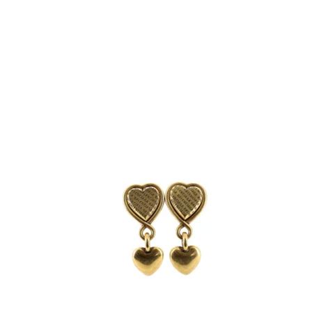 Boucles D Oreilles Coeurs Balenciaga Laiton Dor Monogram Paris