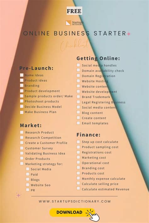 Free Online Business Startup Checklist Template Download Pdf Startups