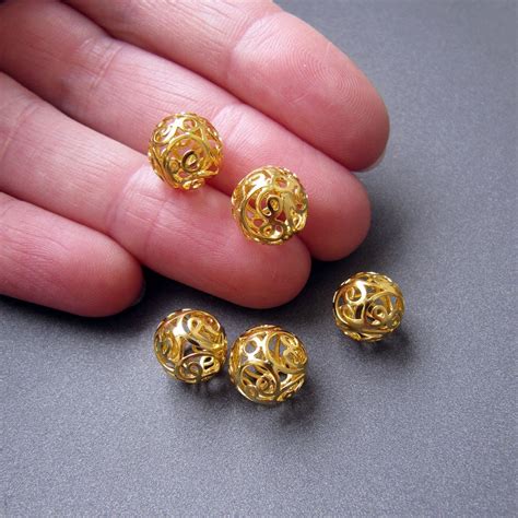 18k Gold Bead 10mm Solid 18 Carat Yellow Gold Handmade Etsy