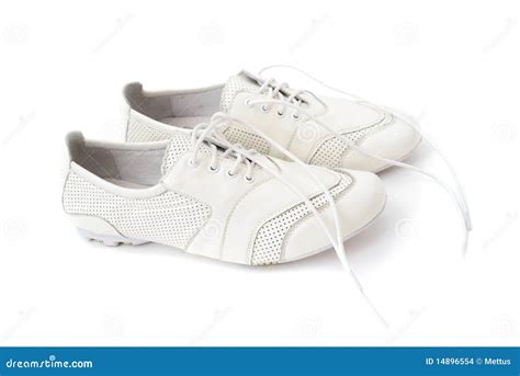 Pair of White Snickers Isolated Stock Photo - Image of trainer ...