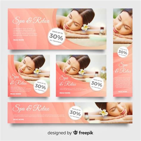 Modern Spa Banners With Photo Free Vector