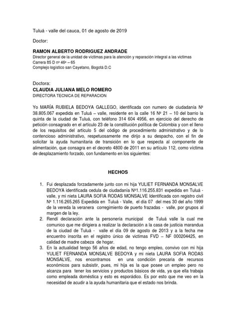 Carta De Solicitud De Ayuda Humanitaria Pdf Instituciones Sociales Ciencias Sociales