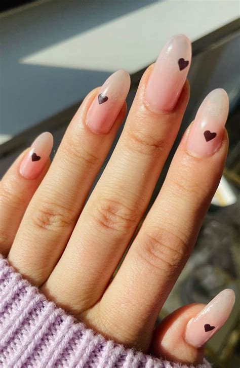 30 Lovely Valentines Nails In 2023 Brown Heart Sheer Nails