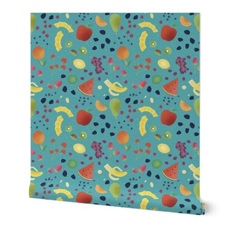 Fruity Fiesta - Fruit smoothie - Banana, Wallpaper | Spoonflower