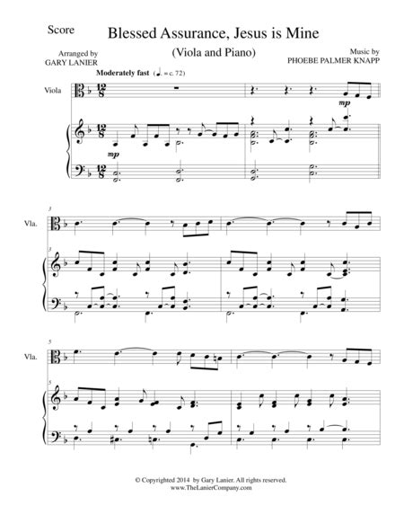 Blessed Assurance Viola Piano And Viola Part Sheet Music Phoebe