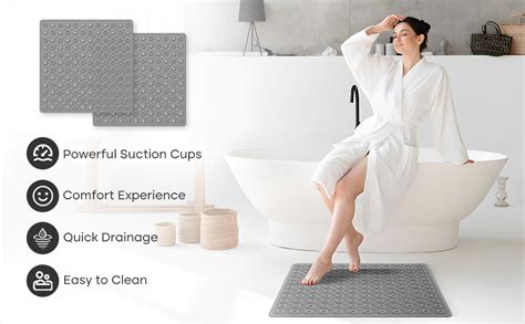 Xiyunte Square Shower Mat Non Slip Anti Mould X Cm Square Shower