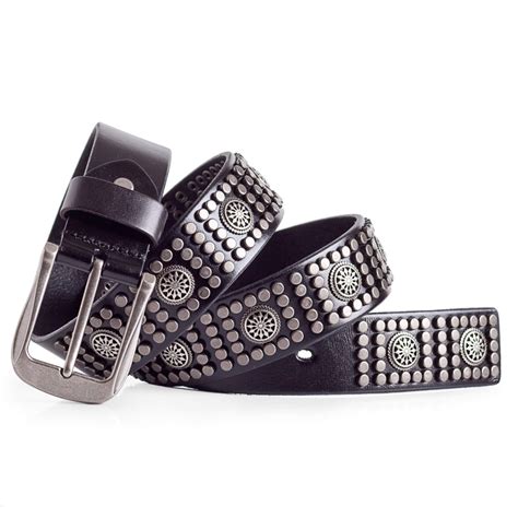 Punk Rock Leather Belt With Studs 15in Black Studded Belts Laticci