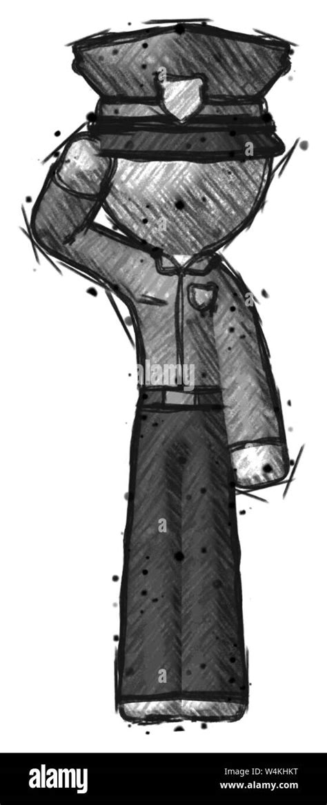 Sketch Police Man Soldier Salute Pose Stock Photo Alamy