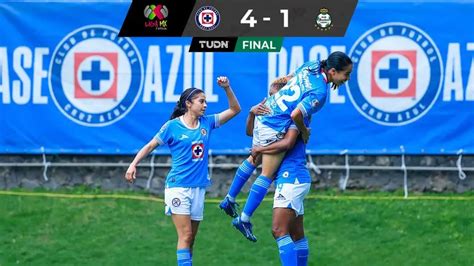 Resumen Cruz Azul Golea En Casa A Santos Con Doblete De R Os Tudn