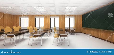 Wooden Modern Classroom Interior Side View Stock Illustration Illustration Of Hall Chair