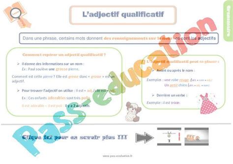 Evaluation avec le corrigé pour le Ce1 sur ladjectif qualificatif