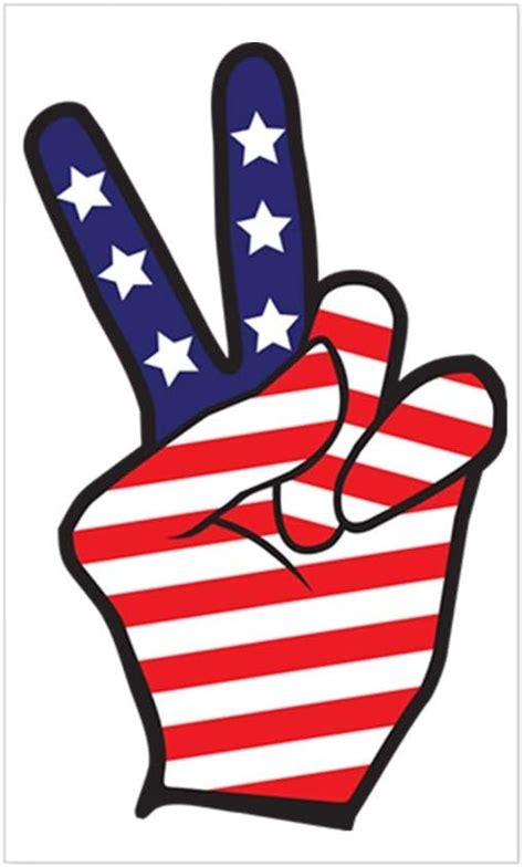 Cnw Studio Two Fingers Peace Sign Hand American Flag Decal