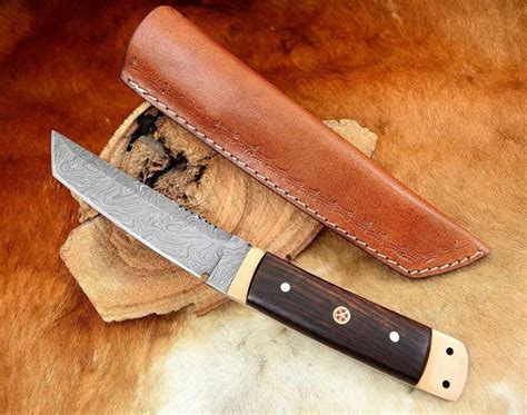 Custom Hand Forged Damascus Steel Hunting Tanto Knife With Etsy