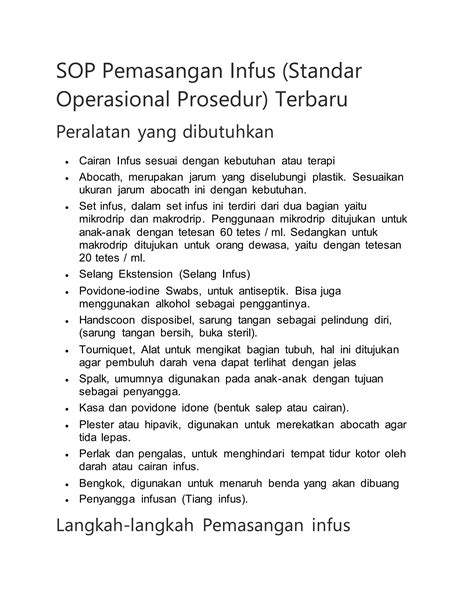 Sop Pemasangan Infus PDF