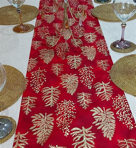 Christmas Table Runner Red Christmas Table Runner Home Decor Festive